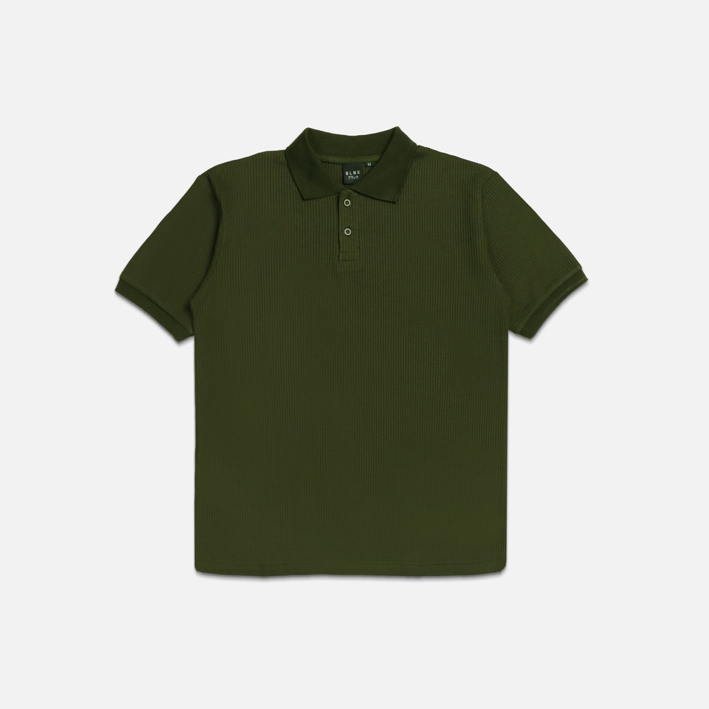 SHIBUYA POLO WAFFLE - Kaos Polo Waffle in Dark Green