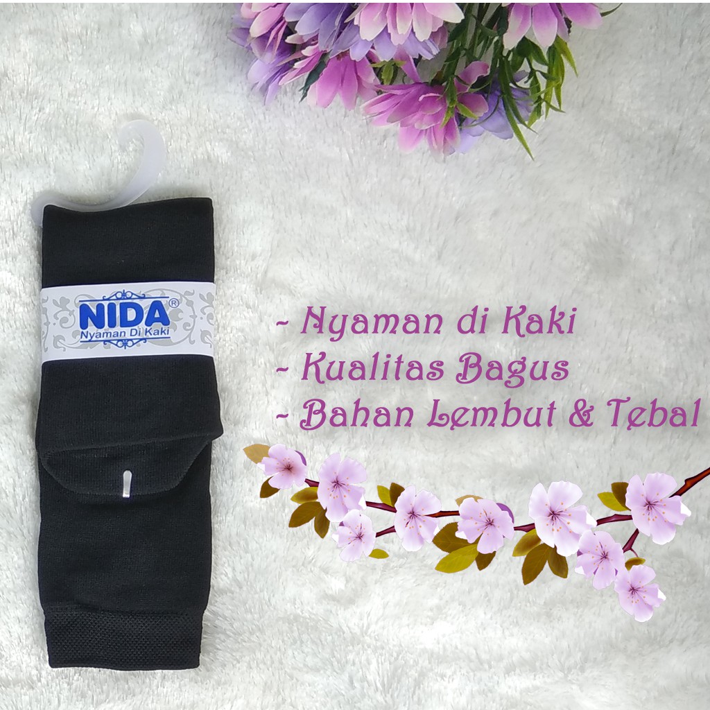 Kaos Kaki Wudhu Wanita Muslimah Nida Polos Bahan Tebal Panjang 35 cm Sebetis Halus dan Anti Bau