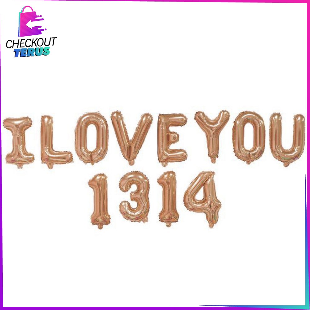 CT C390 Balon Foil Rose Gold Abjad Alphabet Angka Polos Balon Huruf A-Z Balon Foil Angka 0-9 Balon Foil Perlengkapan Ulang Tahun Balon Pesta