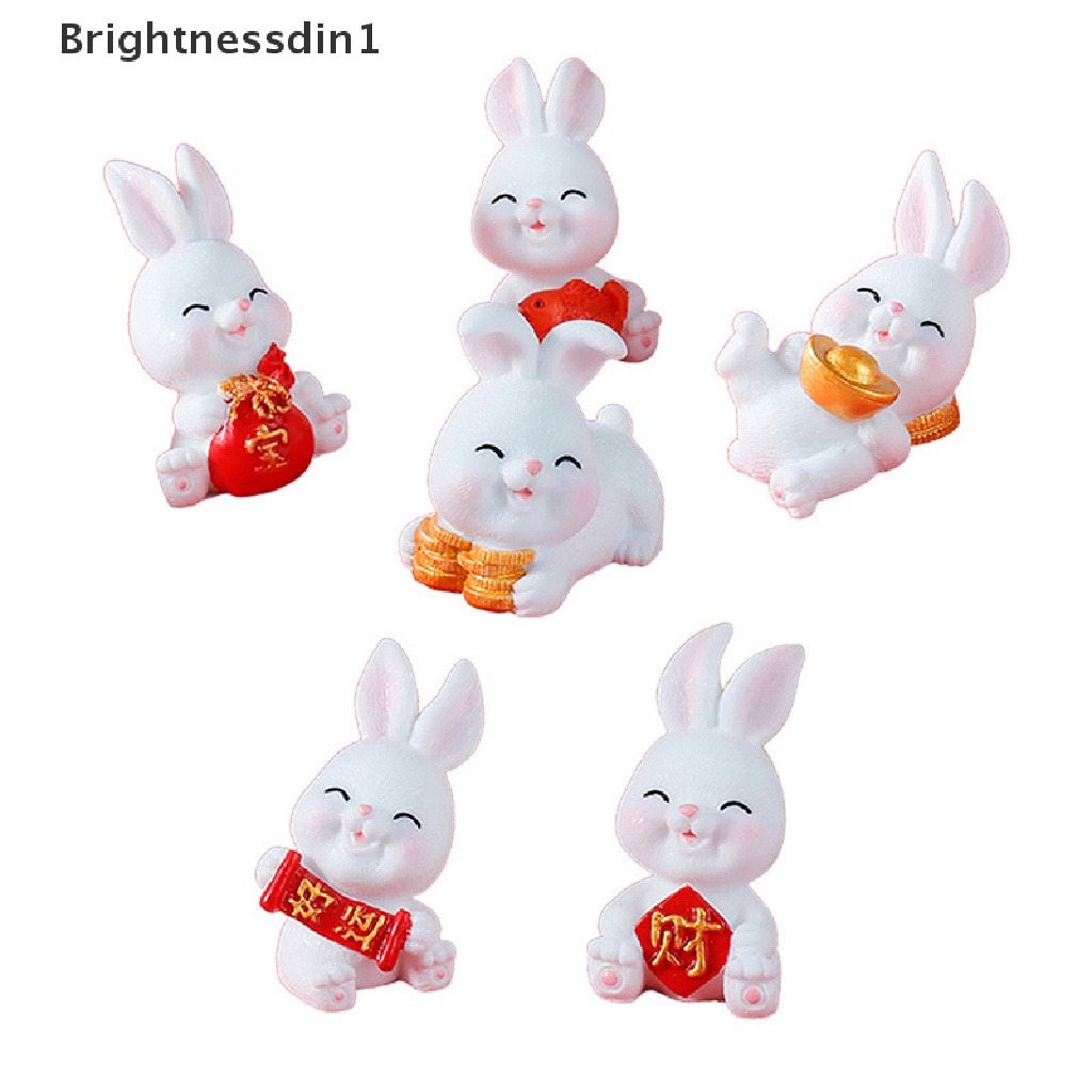 (Brightnessdin1) Miniatur Kelinci Zodiak Cina Untuk Dekorasi Rumah Boneka