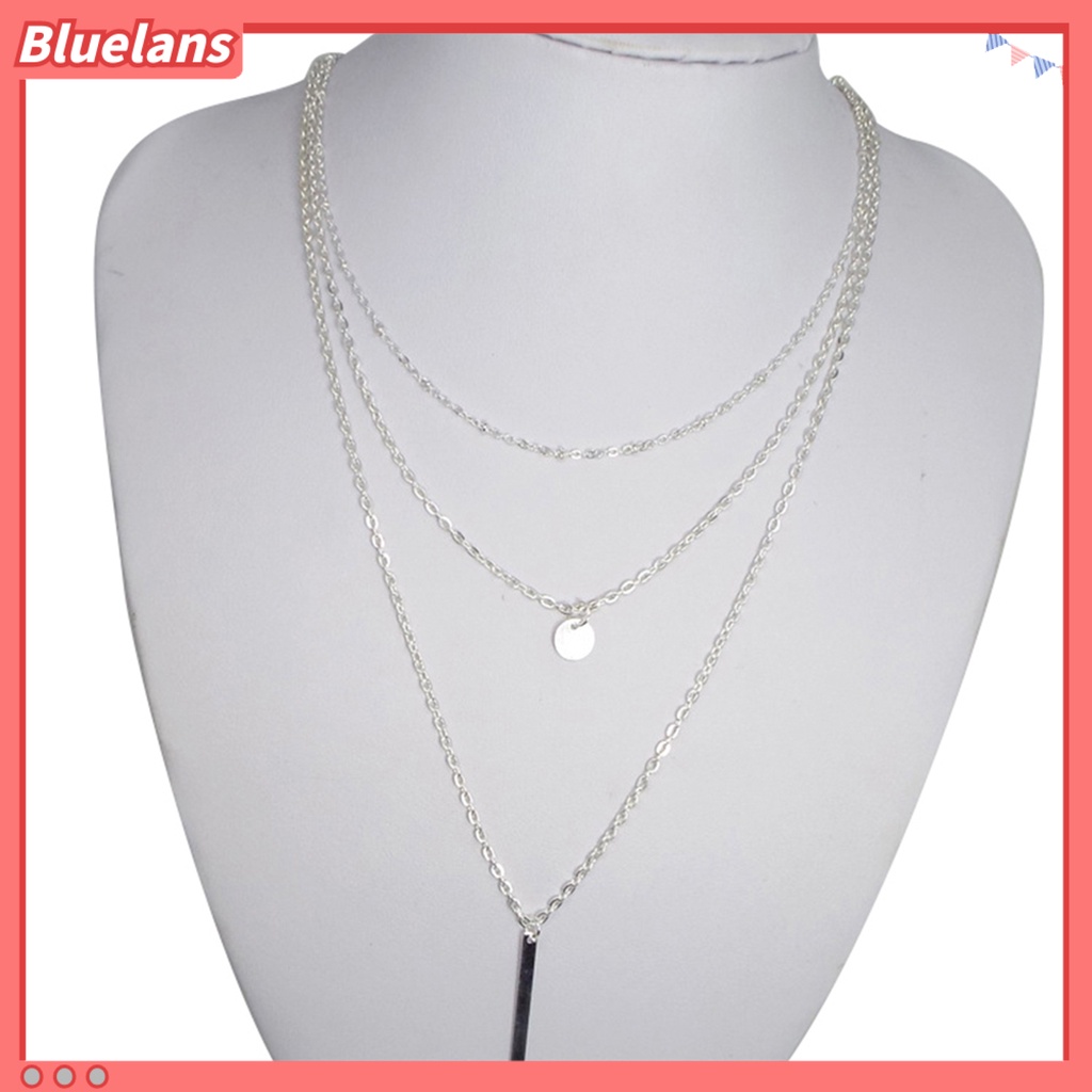 Bluelans Necklace Lightweight Three Layers Alloy Multi-Layer Long Necklace