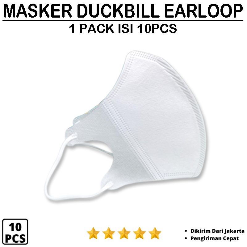 Masker Duckbill Earloop [10Pcs 5pcs] 3ply Disposable facemask Duck Bill IMPORT Tersedia Pilihan Warna Masker Hijab