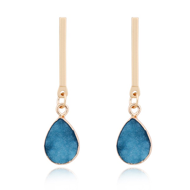 LRC Anting Tusuk Fashion Blue Imitation Natural Stone Drop Earrings F63932