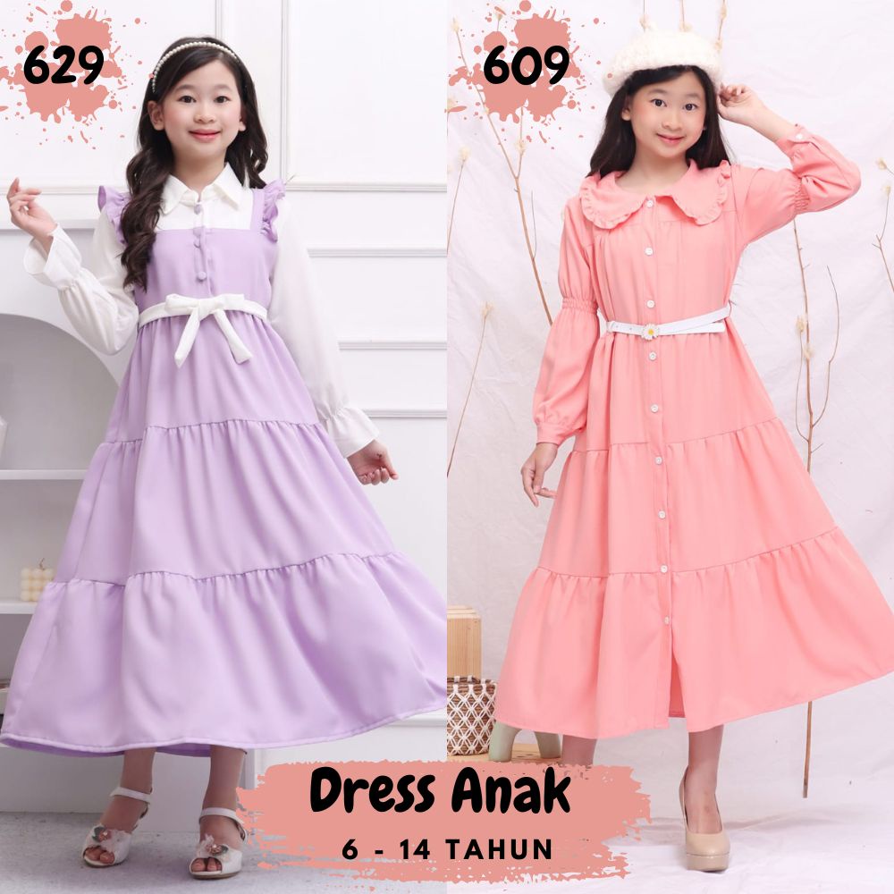 ( 6 - 14 TAHUN ) Baju Dress Panjang Anak Perempuan Tanggung / Dress Fashion Anak Perempuan/ Orianty 