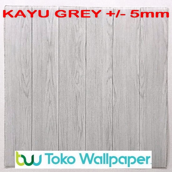 Wallpaper Dinding 3D Foam 70 x 70 cm Motif Batik Stiker-Kayu Grey 5mm