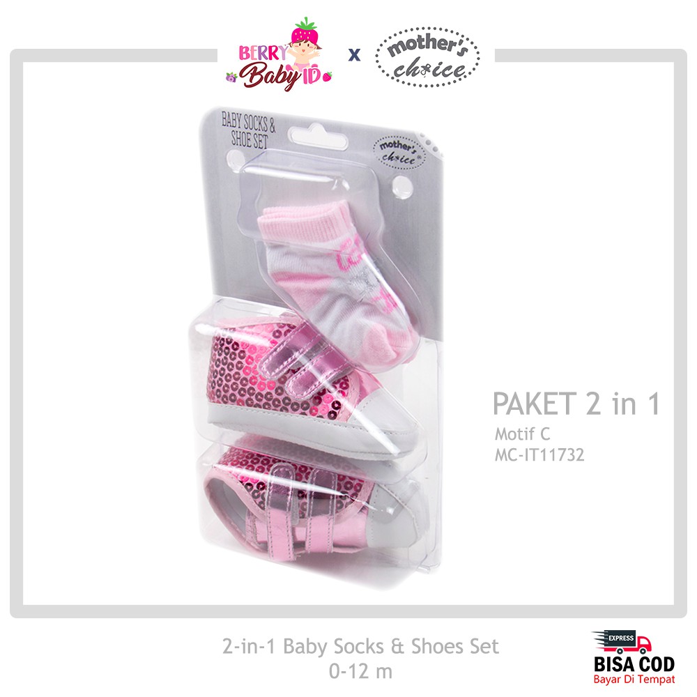 Mother's Choice Paket Kaos Kaki &amp; Sepatu Bayi Baby Socks &amp; Shoe Set MCH014 Berry Mart