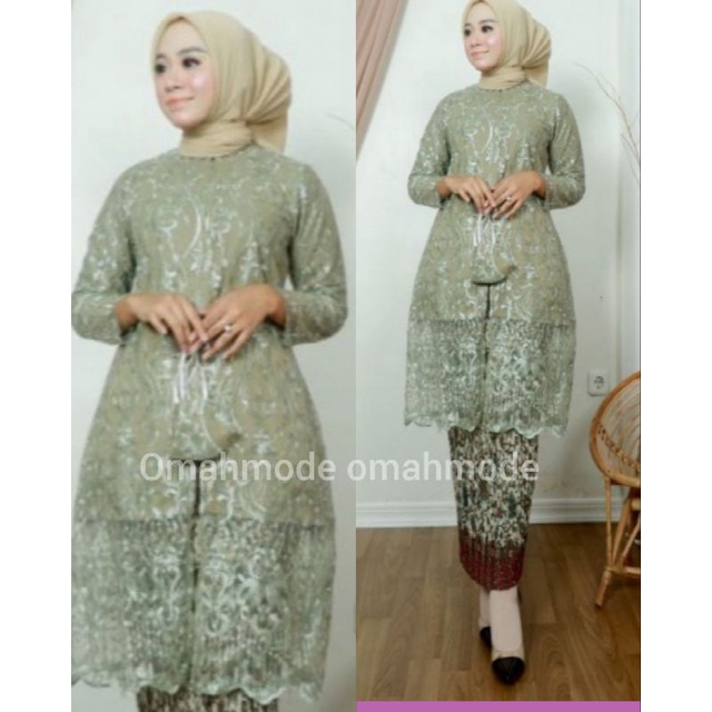 OM-Set Kebaya Tunik Tille Busui Modern/Kebaya Busui/Kebaya Brukat Tunik/Kebaya Pesta/Kebaya Muslim/K