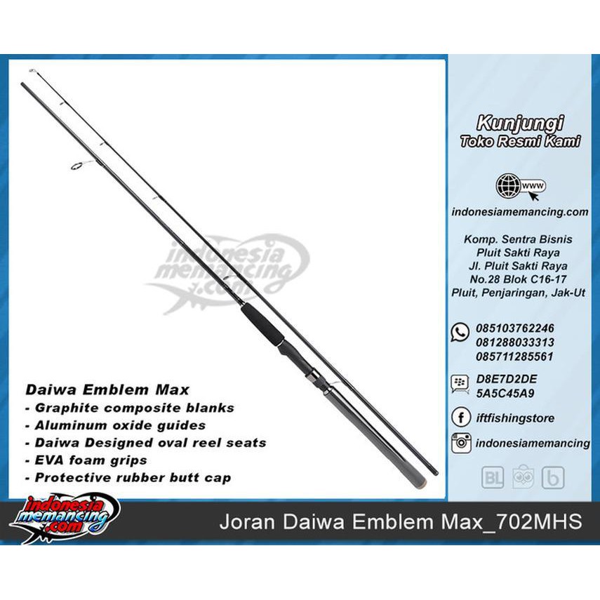 alat pancing mantul habis Joran Mancing DAIWA EMBLEM MAX 702MHS (Panjang 2.10M)