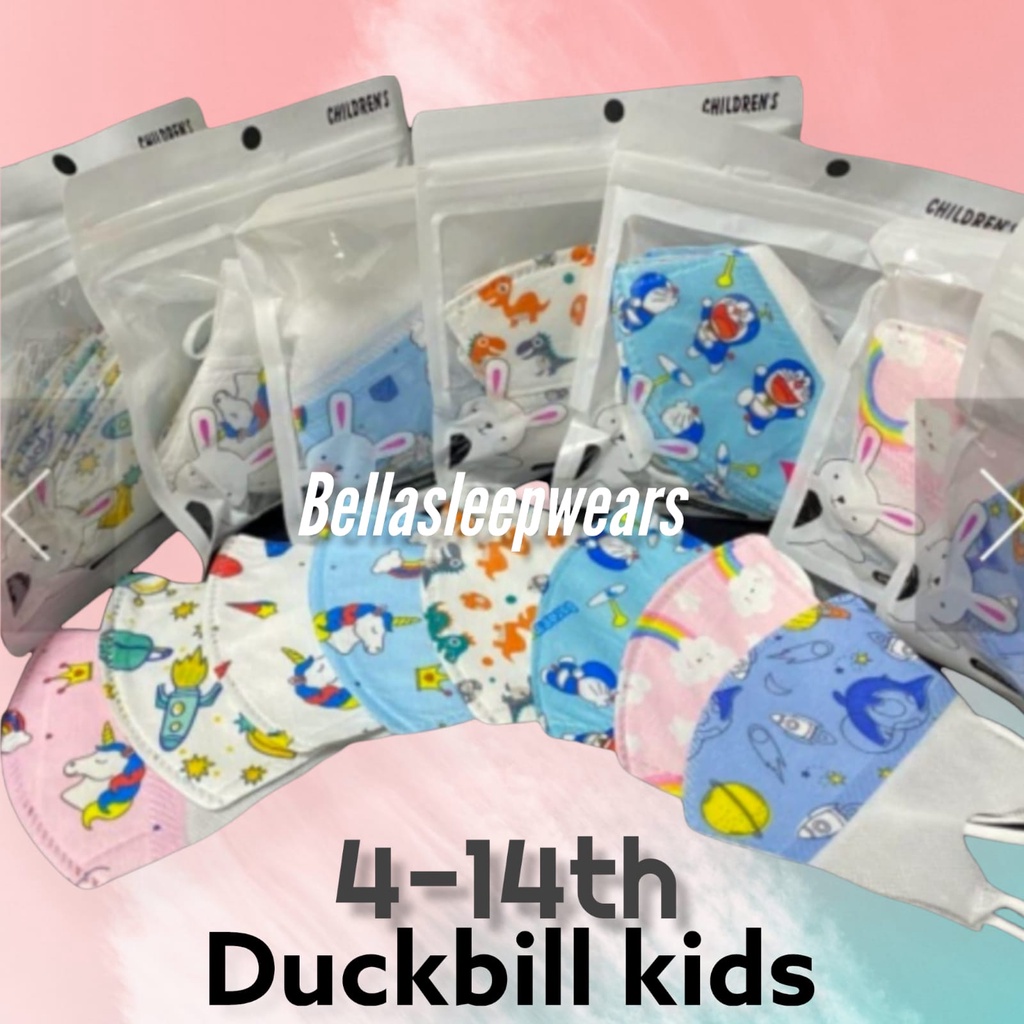 10PCS - MASKER ANAK KIDS DUCKBILL 3PLY SURGICAL MASK 4-12 TH - READY STOCK