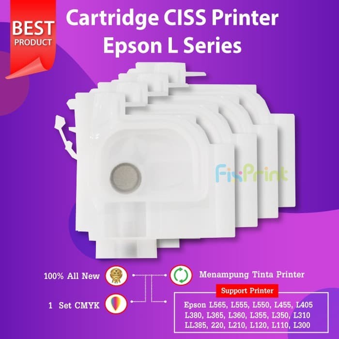 Cartridge Tinta CISS Epson L110 L120 L360 Black Cyan Magenta Yellow FI1112