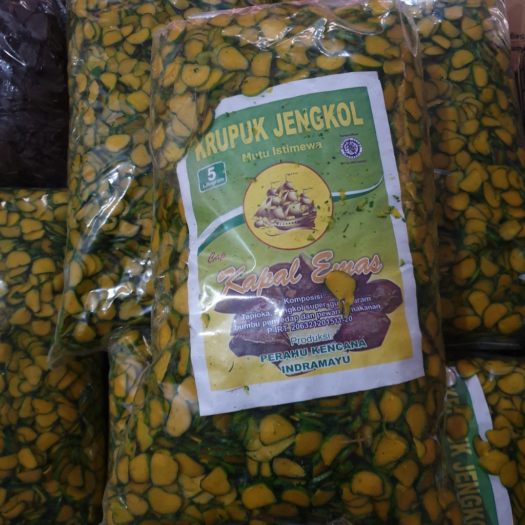[Bal] Kerupuk Krupuk Mentah Jengkol Warna Hijau Hitam Merah Mutu Istimewa Cap Kapal Emas isi 5kg - JK**