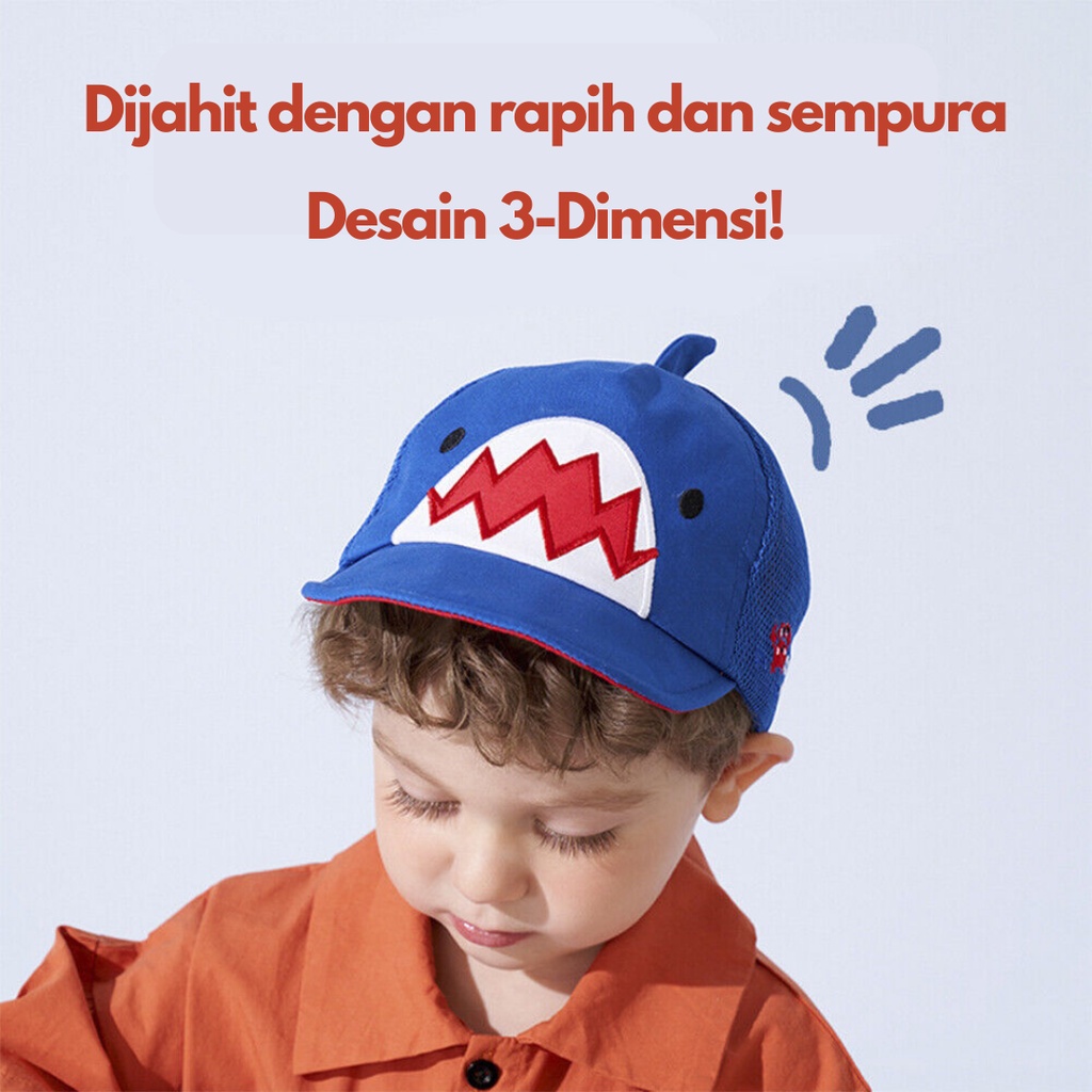 Kocotree Topi Anak Animasi Hewan / Baseball Cap / Sinar UV / Unicorn / Hiu / Dinosaurus / Kelinci
