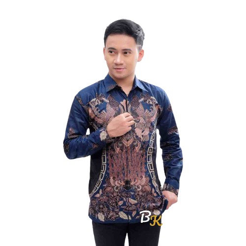EMHABATIK | Batik Couple Pria Wanita Kemeja modern kasual Tunik adem halus-KMJ KLUWUNG NAVY