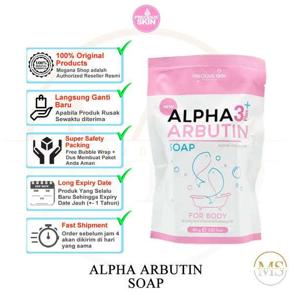 ❤️ Cloudy ❤️ Precious Skin Alpha Arbutin 3 Plus Collagen Whitening Soap / Sabun Pemutih Badan / Sabun / Soap 80g Original 100%