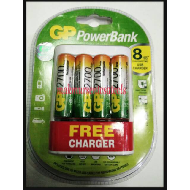 ALAT CHARGER BATERE FREE BATERE A2 4BH GP POWER BANK