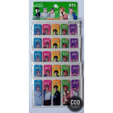 Sticky Note Pembatas Buku Plastik Hologram Krakter BTS Murah isi 100 pc