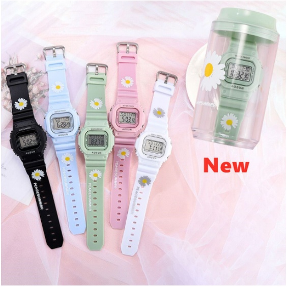 ✅COD Jam Tangan Wanita Student Waterproof Digital Watch GD Same Paragraph Small Daisy Floral Motif