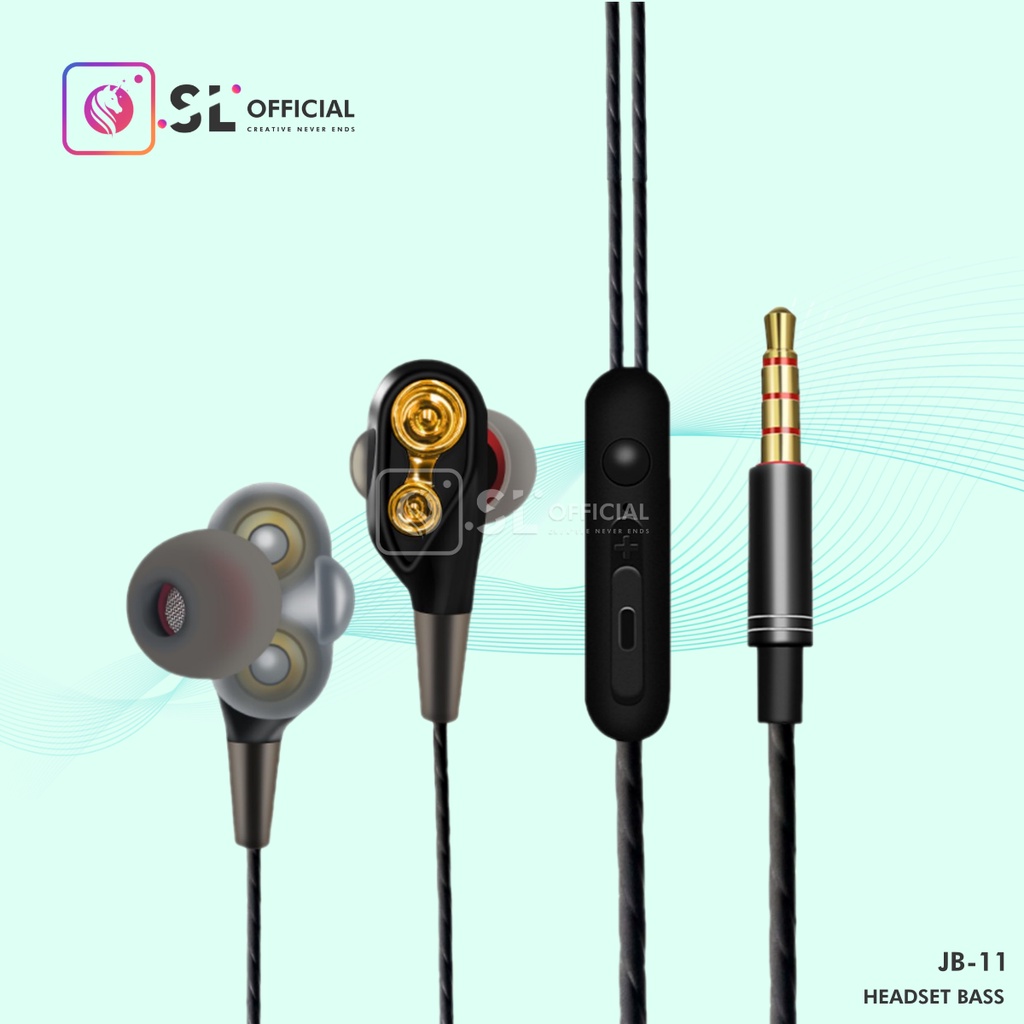 Headset JB-11 PUREBASS Hi-Res Audio For 3.5mm Jack Earphone Megabass With Mic