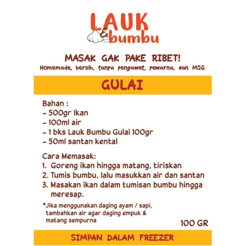 

Lauk Bumbu GULAI 100gr