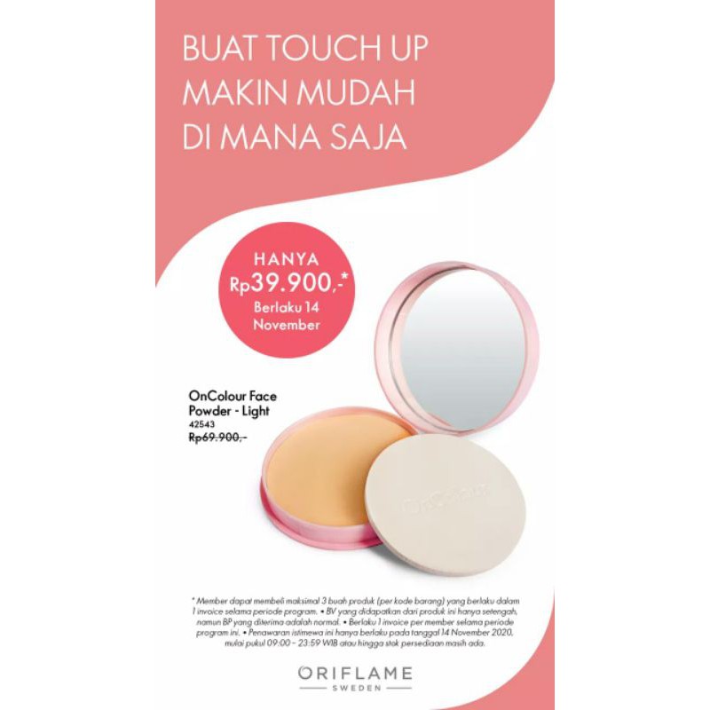 bedak oncolour face powder oriflame