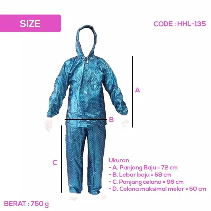 Jas Hujan PLEVIA POLKADOT POP 810 - Raincoat Mantel Stelan Hujan Polkadot