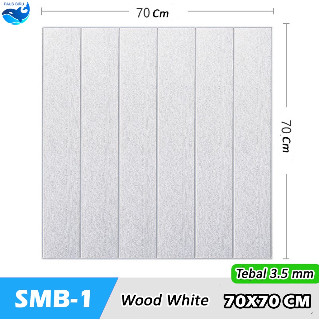 Paus Biru - Wallpaper Dinding FOAM Timbul 3D Bata CLASSIC BRICK 70 x 77 cm-SMB-1 WOOD WHITE