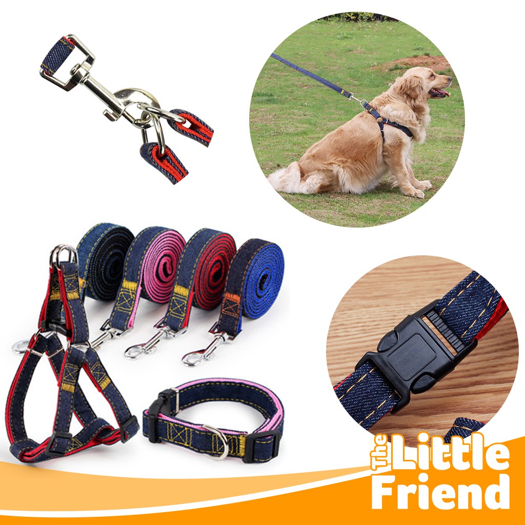 Tali Tuntun/Dog Leash/Rantai Hewan/Anjing Chest Strap Body Harness Jeans Denim Bahan Bagus