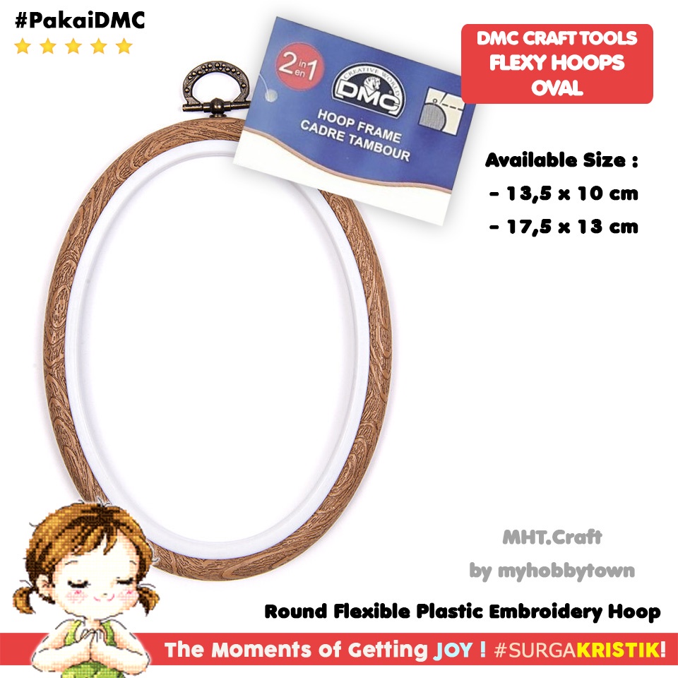 Pemidangan Hoop Sulam Kristik Oval Flexy Hoop DMC