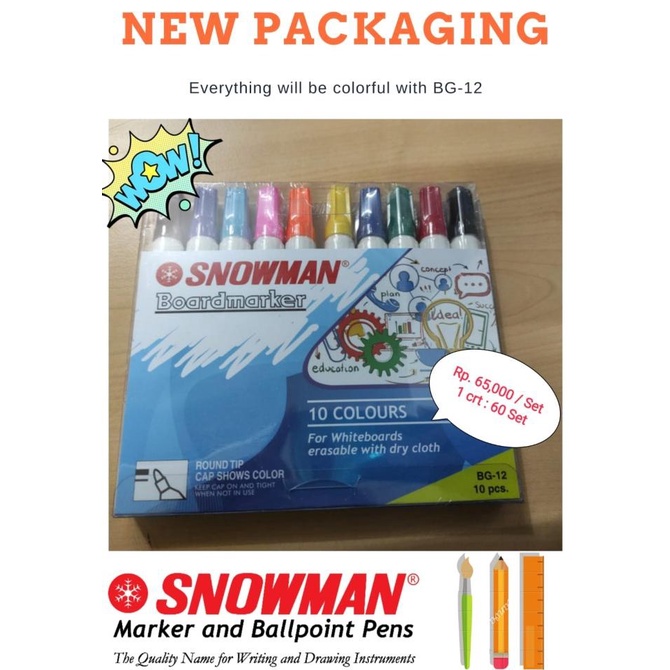 

Office & Stationery | Alat Tulis | Spidol Whiteboard Snowman 10 Warna- Spidol Papantulis Bisa Di Hapus | Best Seller