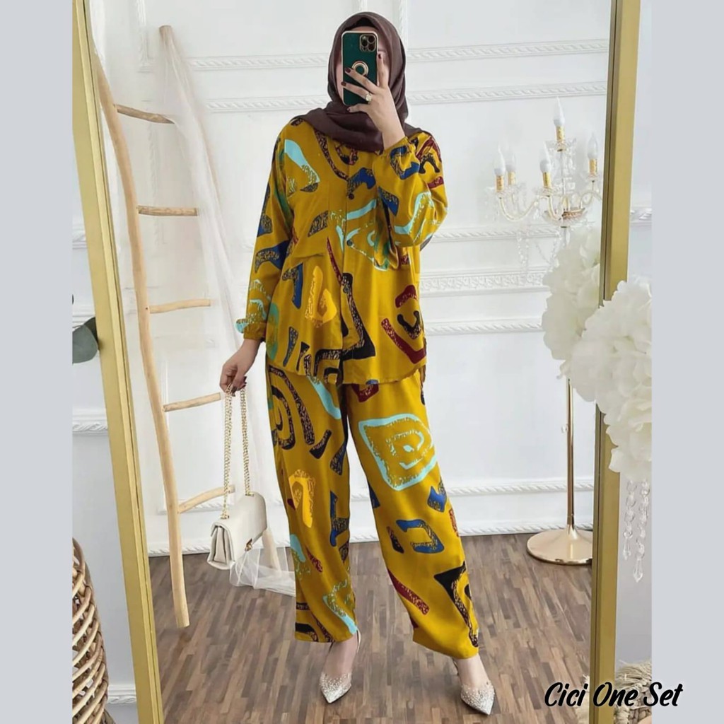 One set Rayon Viscose Busui Ld 100 - 110 Motif Kekinian-CICI SET LD100