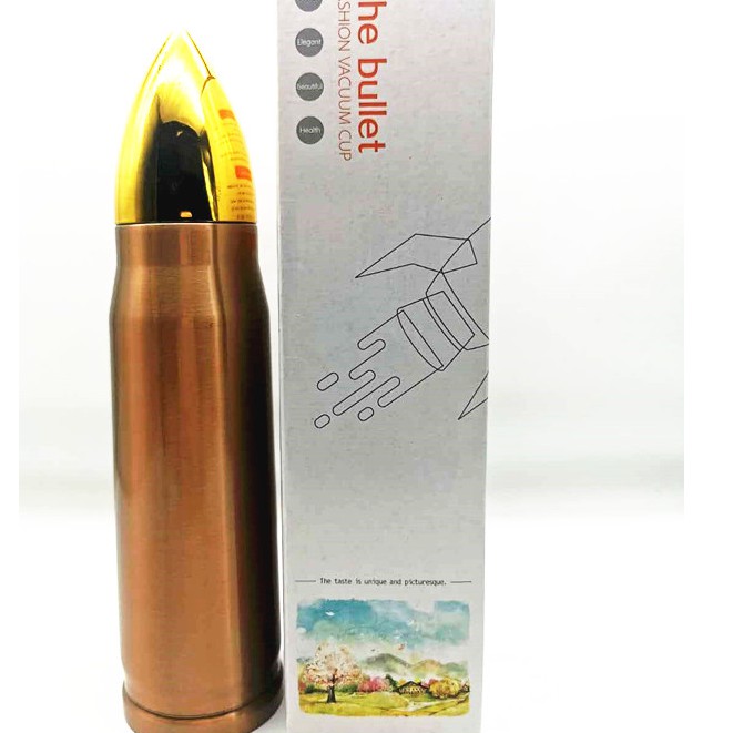termos stainless model peluru unik dan lucu bullet model vacum lock sd-1025-rose gold