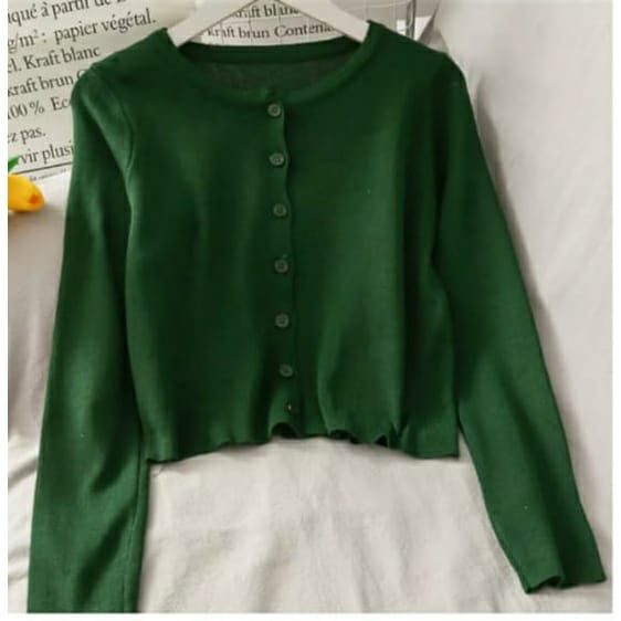 BAILEY CARDI RAJUT / ANGEL BOTON SKIRT / KARDIGAN CROP TOP-emeral