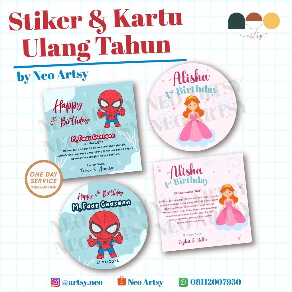 

Stiker Ulang Tahun Anak / Kartu Ulang Tahun / Stiker Ultah / Stiker Tumpeng Mini - Part 3