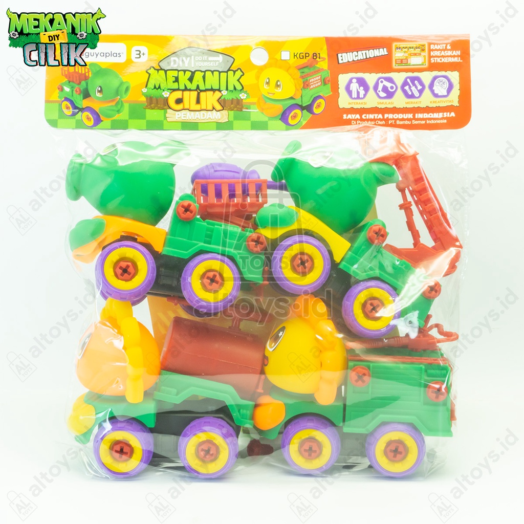 Mainan Mekanik Cilik DIY Mobil Truk Konstruksi Set 4 Pcs Plant VS Zombie KGP83