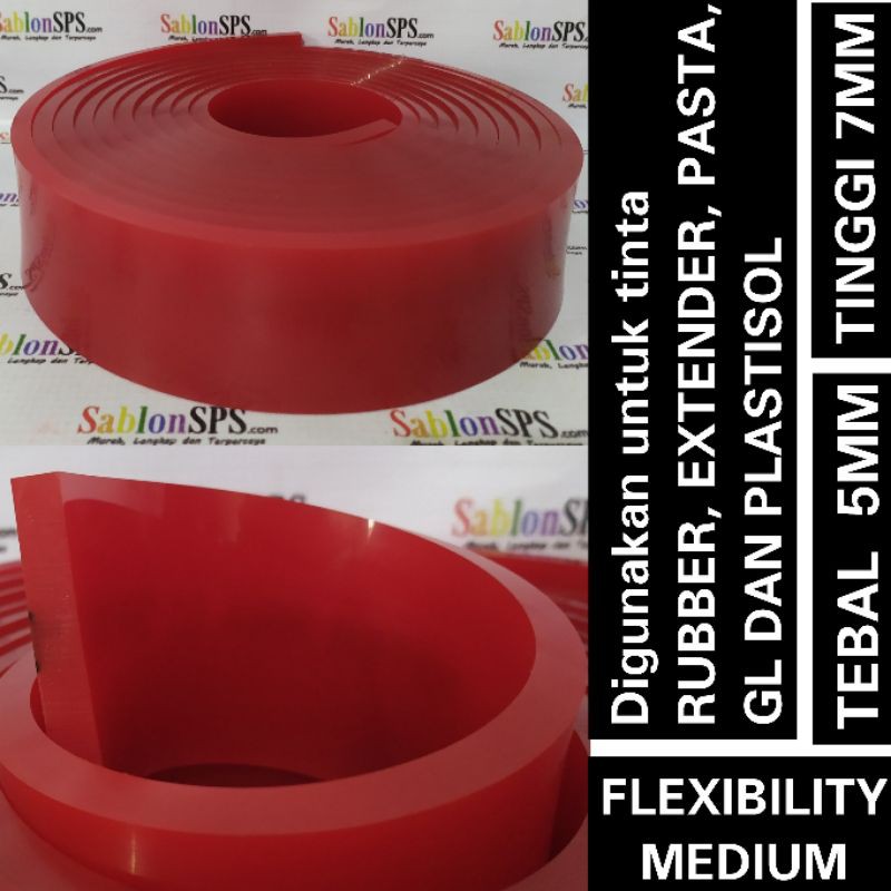 Rakel Sablon Merah Papak 7mmX50mm