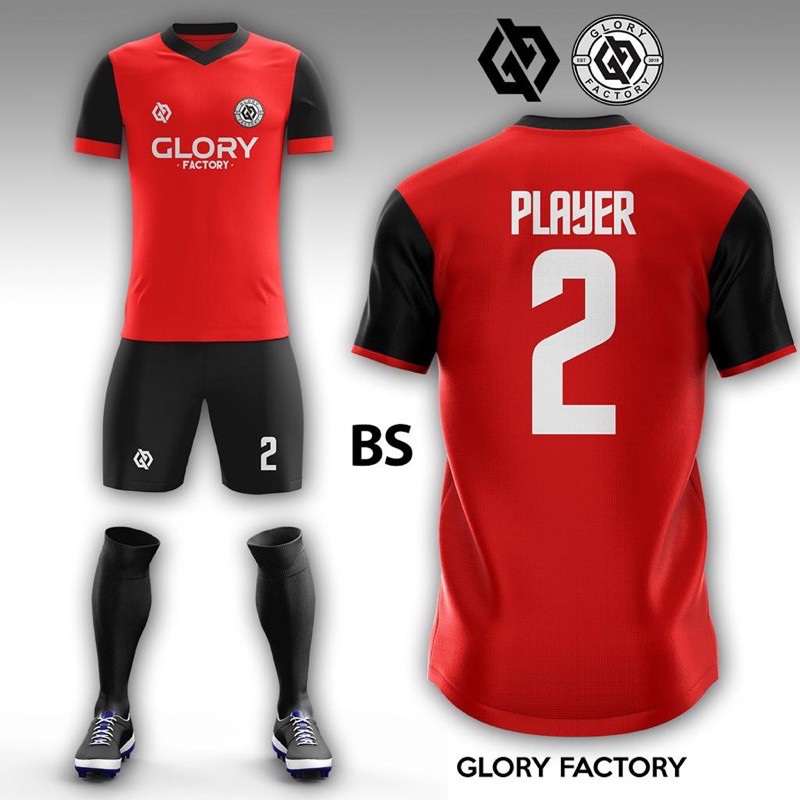 Jersey Futsal Sablon Polyplex Merah Hitam Bahan Premium Dryfit Nyaman Dipakai