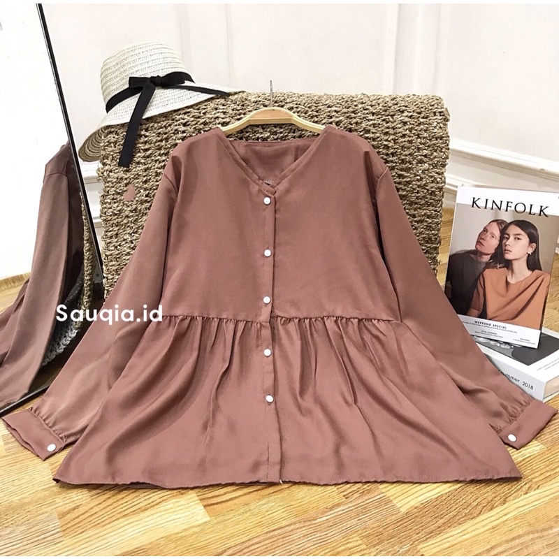 DELVINA BLOUSE KANCING / BLOUSE MUSLIM WANITA TERBARU