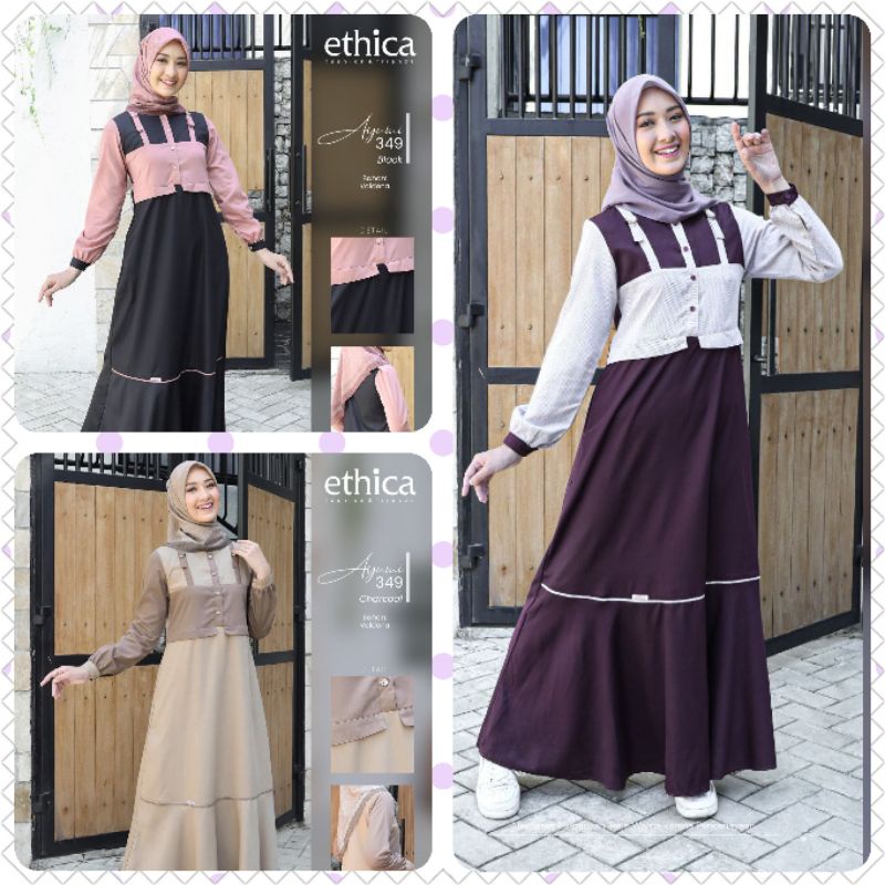 GAMIS ETHICA AYUMI 349 BLACK CHARCOAL PURPLE