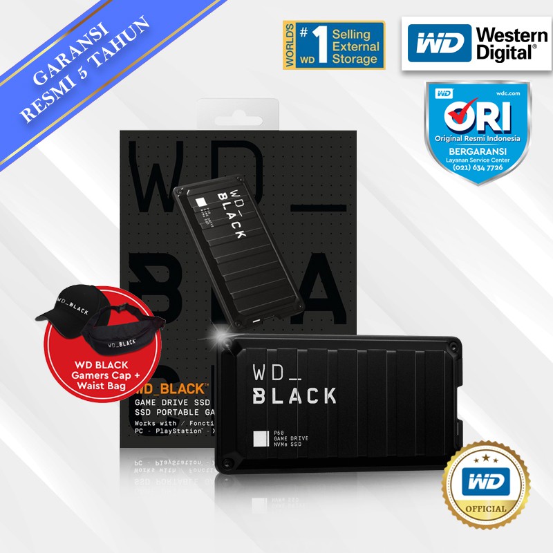 Wd Black P50 Ssd Game Drive External 500gb Usb C 3 2 Free Topi Waistbag Shopee Indonesia