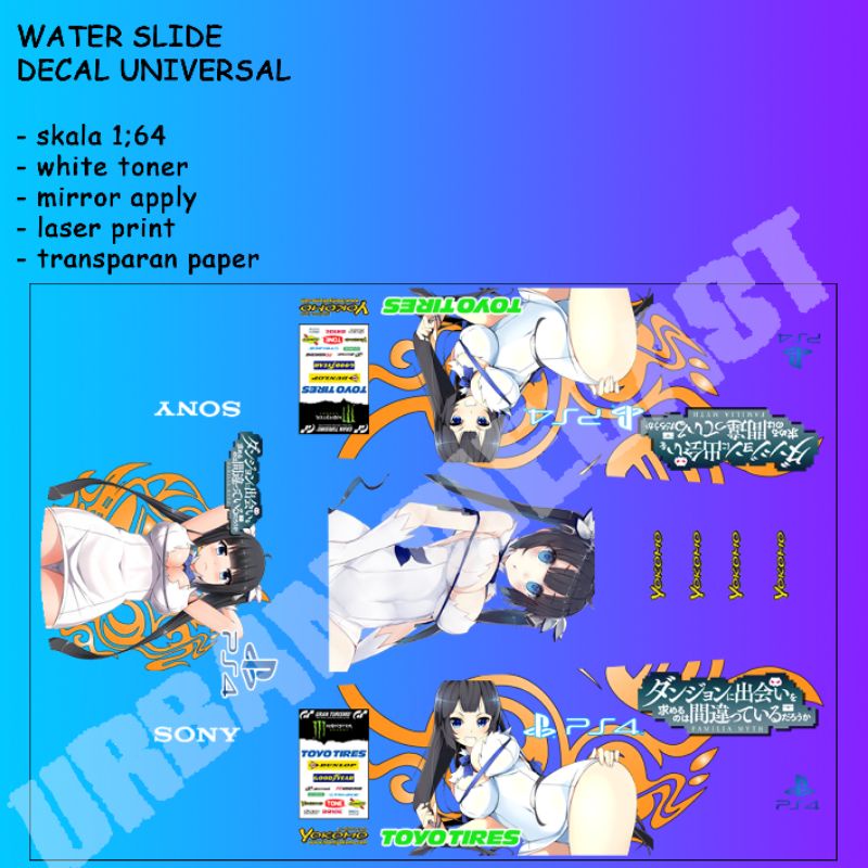 Hot Wheels Decal White toner Itasha Hestia