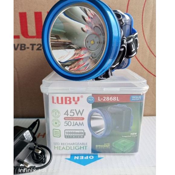 {LBP.25Au22т} Luby Senter Kepala Headlamp 45 Watt 10000 mAh L- 2868&20 Watt