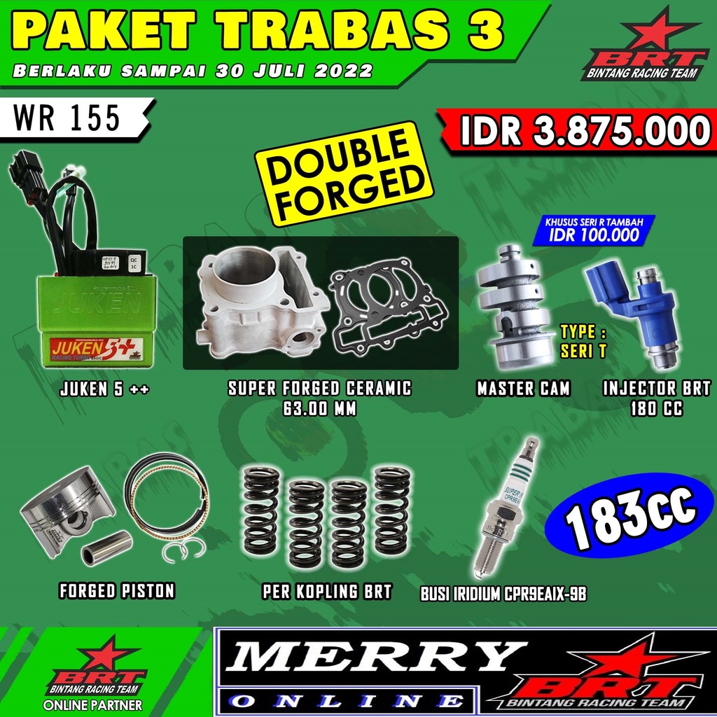 Trabas 3 BRT WR 155 R15 VVA V3 Bore Up Blok Ceramic 63mm Juken 5++ Injektor Cam Per Kopling