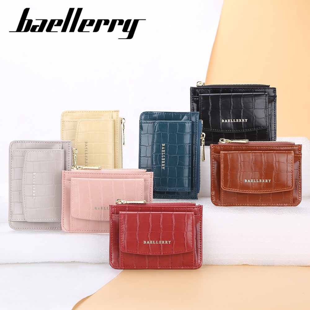 [BISA COD] BAELLERRY NR083 Dompet Kartu Wanita Bahan Kulit PU Leather Premium