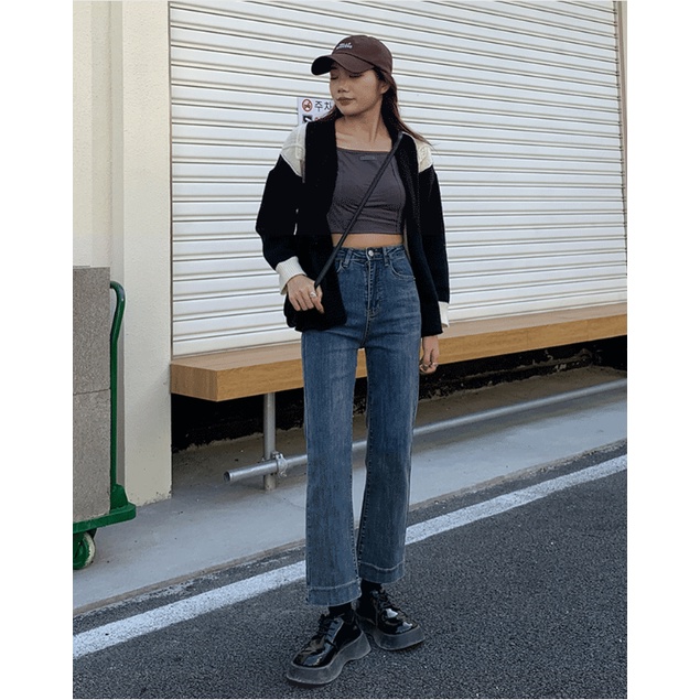 Baru Import Bergaya Premium Denim Celana Jens High Waist Wanita