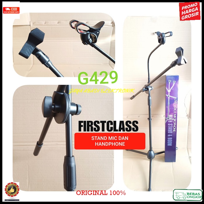 G429 ORIGINAL CABANG stand mic HP HANDPHONE besi tiang mik kaki tiga TINGGI tripod holder standing D