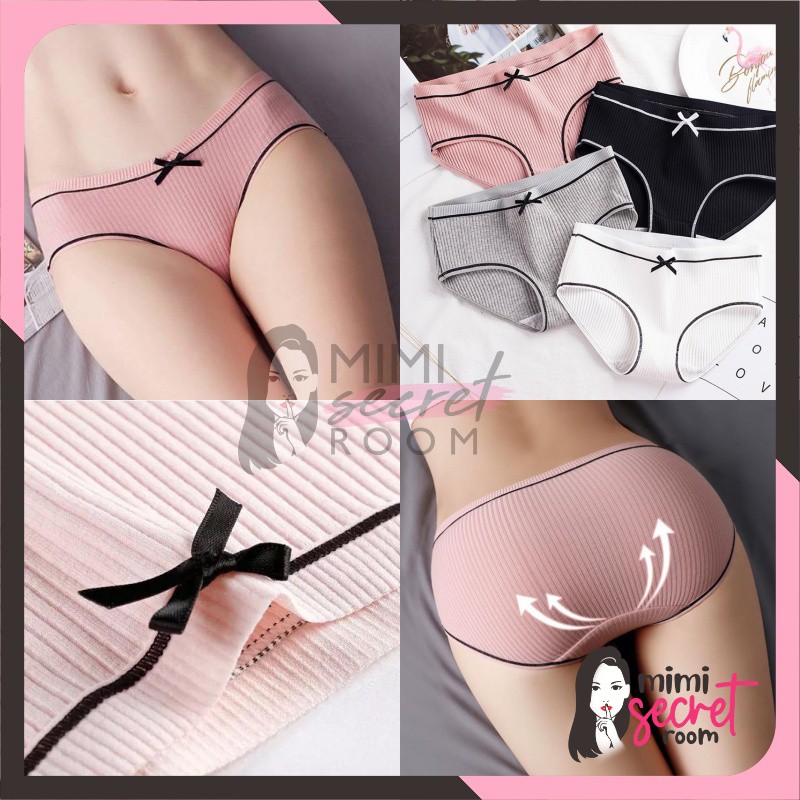 ❤ MIMI ❤ Celana Dalam Sexy CD Import Fashion Gaya Korea Pita Hitam Bahan Katun Exclusive Terlaris