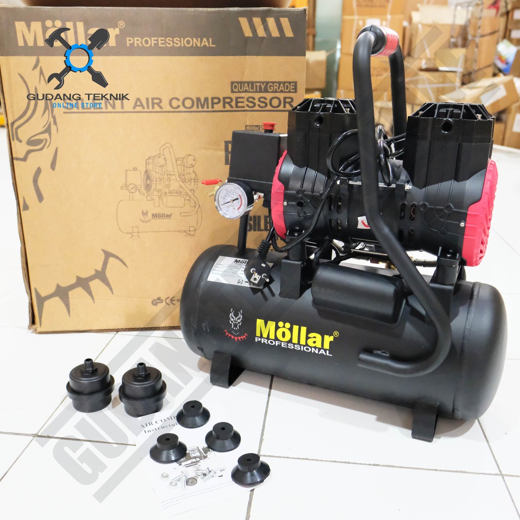 Mollar MLR-AC1525BPR Mesin Kompresor Compressor Angin 25L Silent Oilless Compressor Oilles 1HP