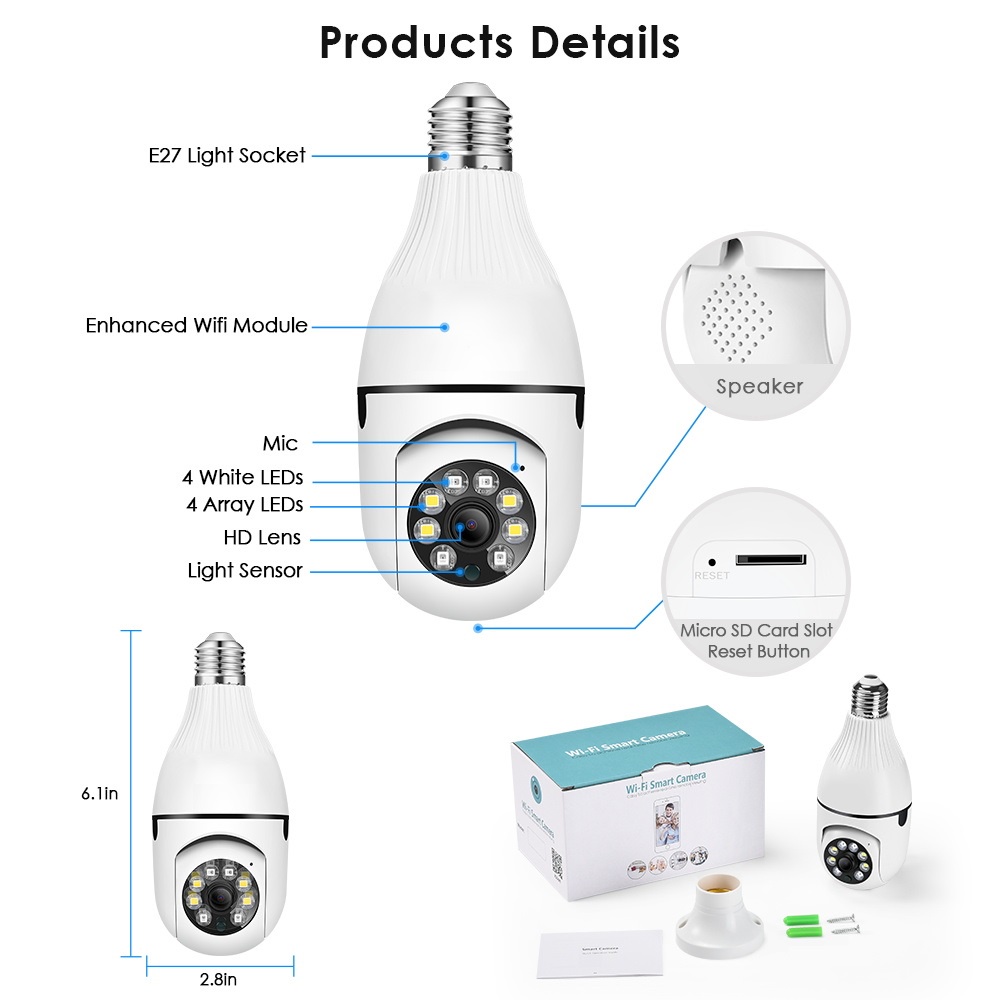 IPCAM Bohlam 360 / IP Camera 360 bohlam ICSee 2MP PTZ, 4 IR &amp; 4 LED