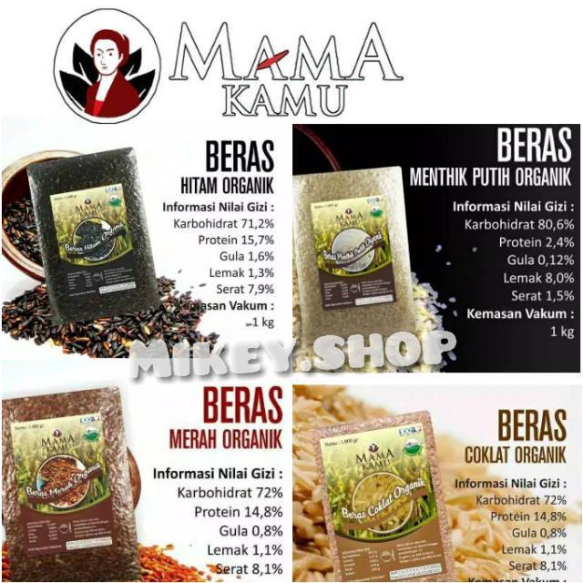 

Beras Merah / Hitam / Putih 1kg Organik Vakum Pecah Kulit Mama Kamu