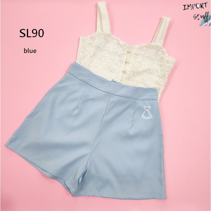 SL90 - CELANA PENDEK SHORT POLOS BLUE WANITA